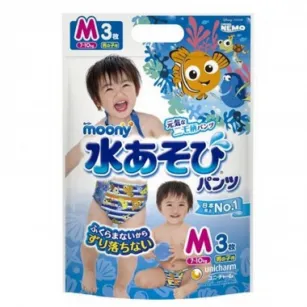 Boys Water Play Diapers Pants Type  UNICHARM "Moony" M (7~10kg) 3pcs