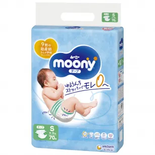 Moony Tape Diapers S from 4 to 8 kg, 70 pcs