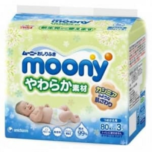 Moony Delicate Wet Wipes for Baby Buttocks, 240 pcs