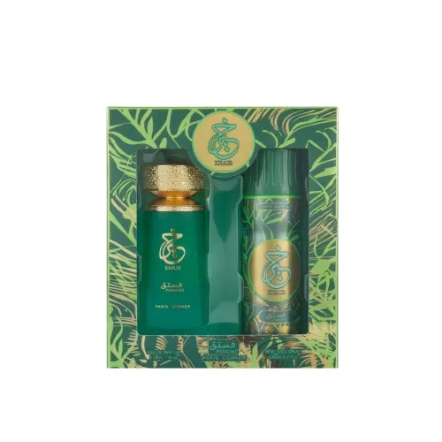 Парфюмерный набор парфюмерная вода и дезодорант-спрей Paris Corner – Khair Pistachio Eau De Parfum 100ml + Deodorant Spray 200мл
