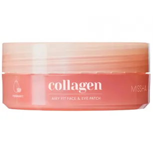 Strengthening hydrogel patches with collagen Missha - Airy Fit Collagen Lifting Face & Eye Patch, 60pcs