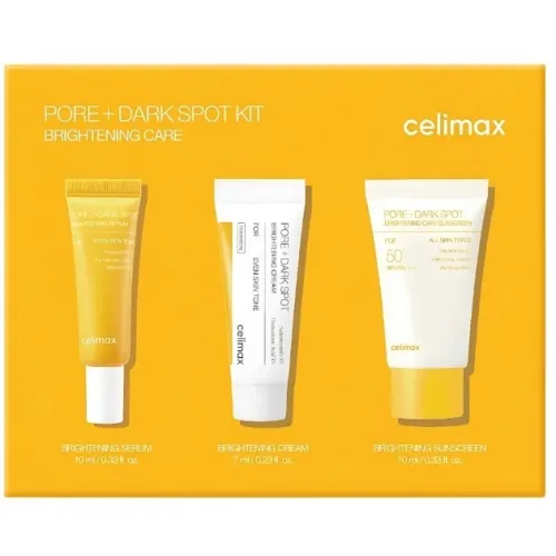 Набор для ухода за кожей с неровным тоном, пигментацией Celimax - Pore+Dark Spot Brightening Kit, 10ml+7ml+10ml