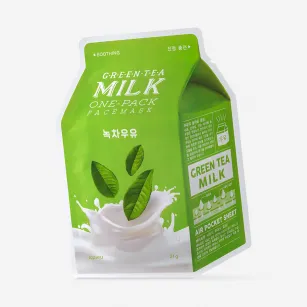 Υφασμάτινη μάσκα Apieu Green Tea Milk με εκχύλισμα πράσινου τσαγιού, 21 ml