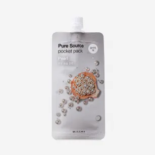 Μάσκα νυκτός Missha Pure Source Pocket Pack Pearl με εκχύλισμα μαργαριταριού, 10 ml