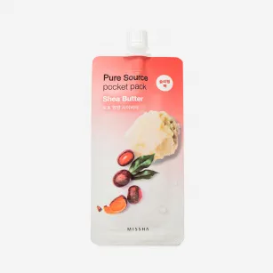 Νυχτερινή μάσκα για το πρόσωπο με έλαιο shea Missha Pure Source Pocket Pack, 10 ml