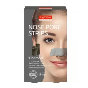 Nose pore cleansing strips with charcoal Purederm Charcoal Nose Pore strip, 6pcs