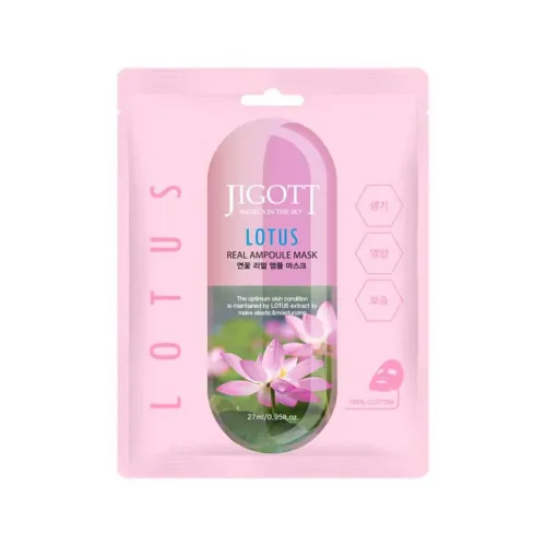 Ampoule face mask with Lotus extract - Jigott Lotus Real Ampoule Mask, 27 ml