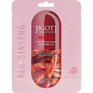 Μάσκα αμπούλας με κόκκινο τζίνσενγκ JIGOTT RED GINSENG REAL AMPOULE MASK, 27ml