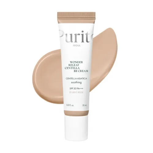 BB cream with centella extract, PURITO Wonder Releaf 21 Light Beige, 30 ml