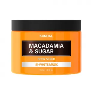 Απολεπιστικό σώματος με βάση το έλαιο μακαντάμια και φυσικά σάκχαρα KUNDAL MACADAMIA & SUGAR WHITE MUSK, 550g