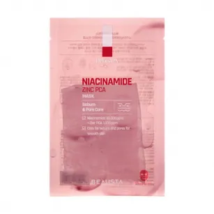 Sheet mask for oily skin with niacinamide and zinc BEAUSTA Derma 2X Niacinamide Zinc PCA Mask, 1pc