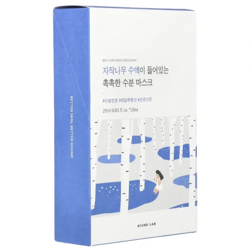 Набір зволожуючих тканинних масок з березовим соком ROUND LAB Birch Juice Moisturizing Mask Sheet 25мл х 10шт