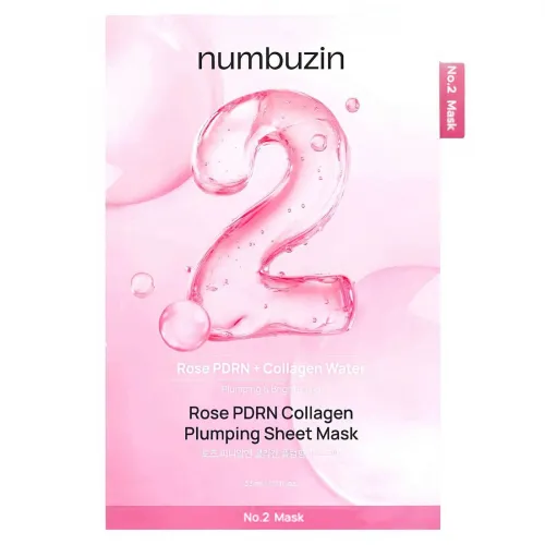 Moisturizing fabric mask for radiant skin NUMBUZIN No.2 Rose PDRN Collagen Plumping Sheet Mask, 1pc