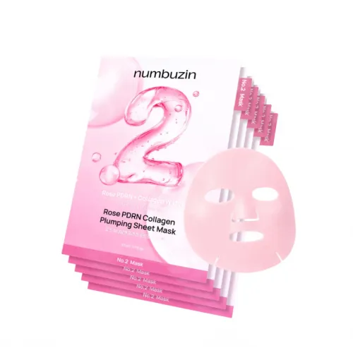 Moisturizing fabric mask for radiant skin NUMBUZIN No.2 Rose PDRN Collagen Plumping Sheet Mask, 5pc