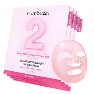 Μάσκα Υδρογέλης Numbuzin No.2 Rose PDRN Overnight Collagen Mask, 4 τεμ.