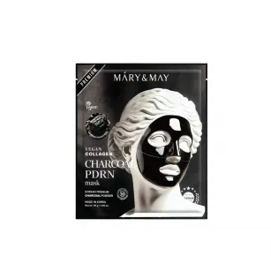 Коллагеновая маска для лица с древесным углем и PDRN Mary & May - Vegan Collagen  Charcoal PDRN Mask, 1шт