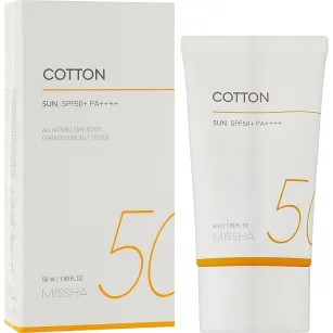 Αντηλιακό με ματ φινίρισμα Missha All Around Safe Block Cotton Sun SPF50+PA++++ 50ml