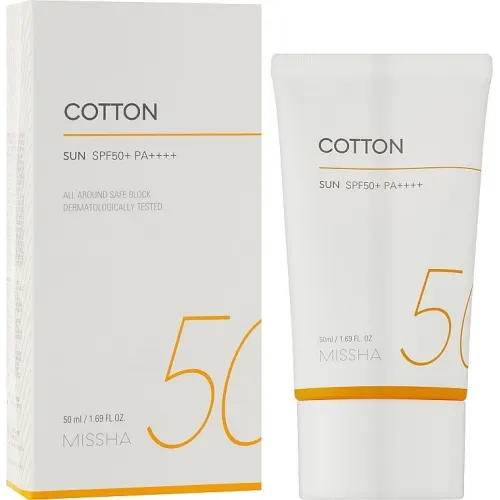 Солнцезащитный крем с матовым финишем Missha All Around Safe Block Cotton Sun SPF50+PA++++ 50мл