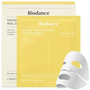 Brightening Hydrogel Face Mask Biodance Radiant Vita Niacinamide Real Deep Mask, 1pc