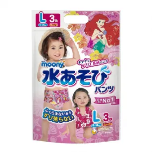 Girls Water Play Diapers Pants Type  UNICHARM "Moony" L (9~14kg) 3pcs Girls Water Play Diapers Pants Type  UNICHARM "Moony" L (9~14kg) 3pcs
