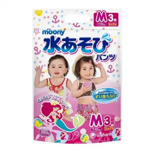 Girls Water Play Diapers Pants Type  UNICHARM "Moony" M (7~10kg) 3pcs
