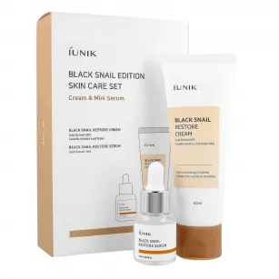 Black Snail Edition Skin IUNIK Care Set for Skin Regeneration with Black Snail Mucin (cream 60 ml + serum 15 ml) Black Snail Edition Skin IUNIK Care Set for Skin Regeneration with Black Snail Mucin (cream 60 ml + serum 15 ml)